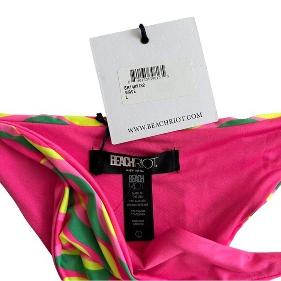 NEW BEACH RIOT Raquel Top Soliel Bottom String Bikini Set L 90s Wave Swim Suit - Picture 3 of 5